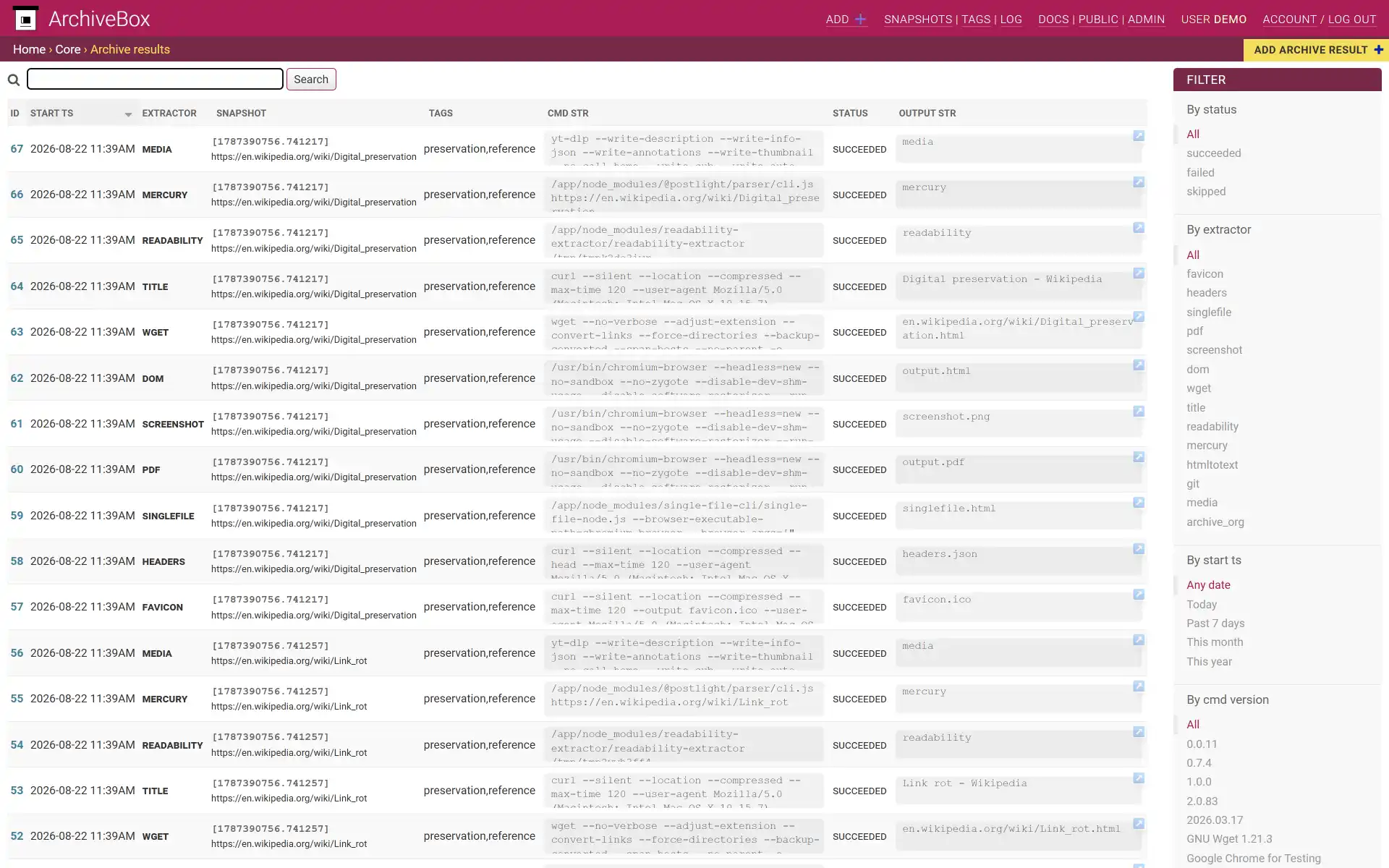 ArchiveBox, screenshot 2