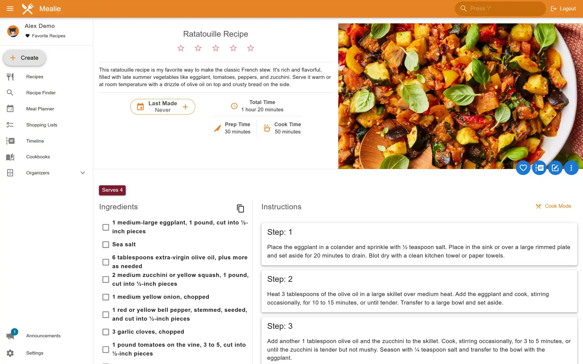 Mealie, screenshot 2